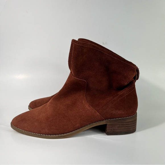 Lucky Brand Lollin Suede Leather Slouch Heeled Bootie Warm Brown 6.5M 6 1/2 - Picture 3 of 6